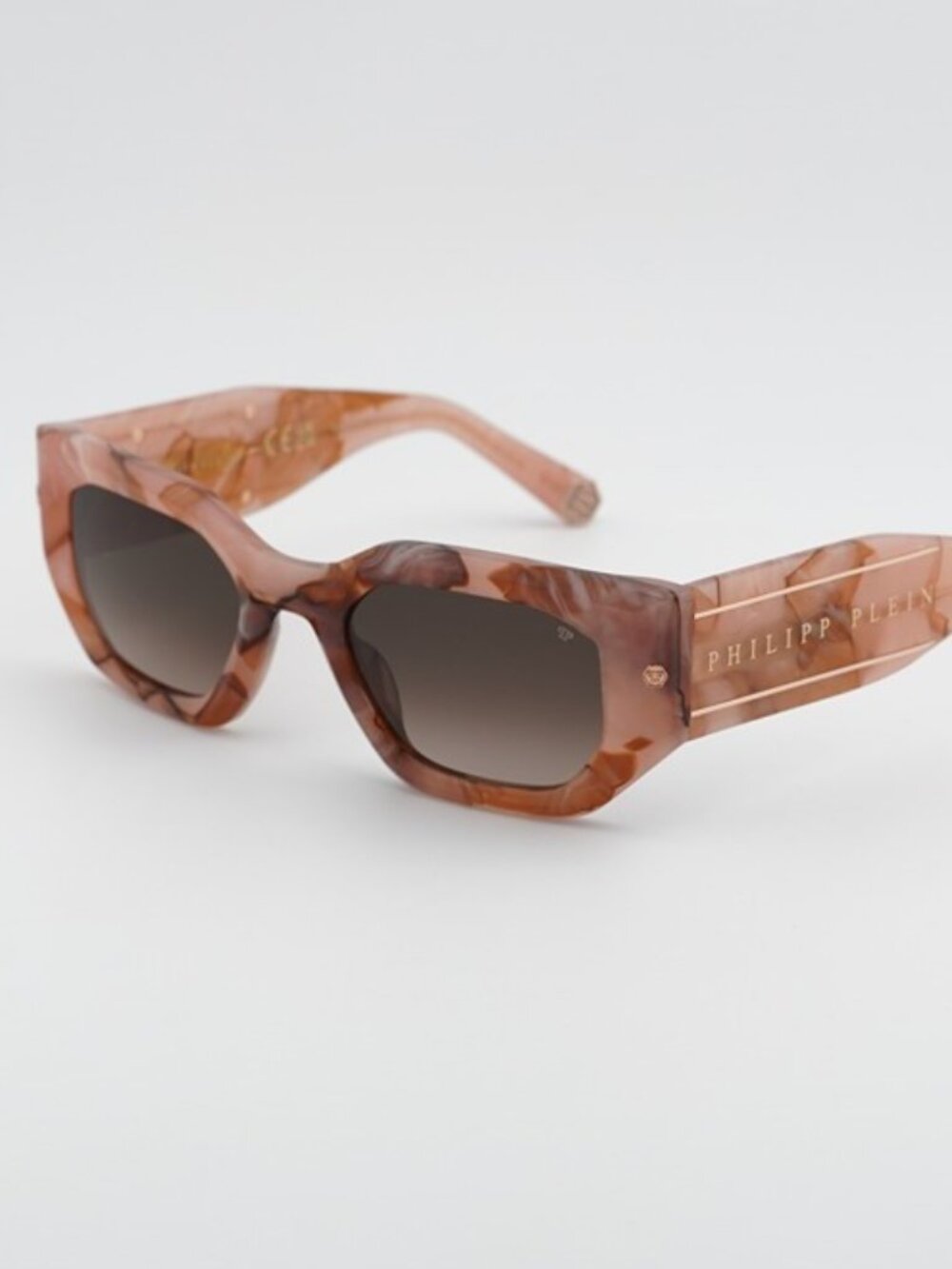 Philipp Plein SPP066M 06Z8 Sunglasses Opaline Geometric Frame, Grey Lenses